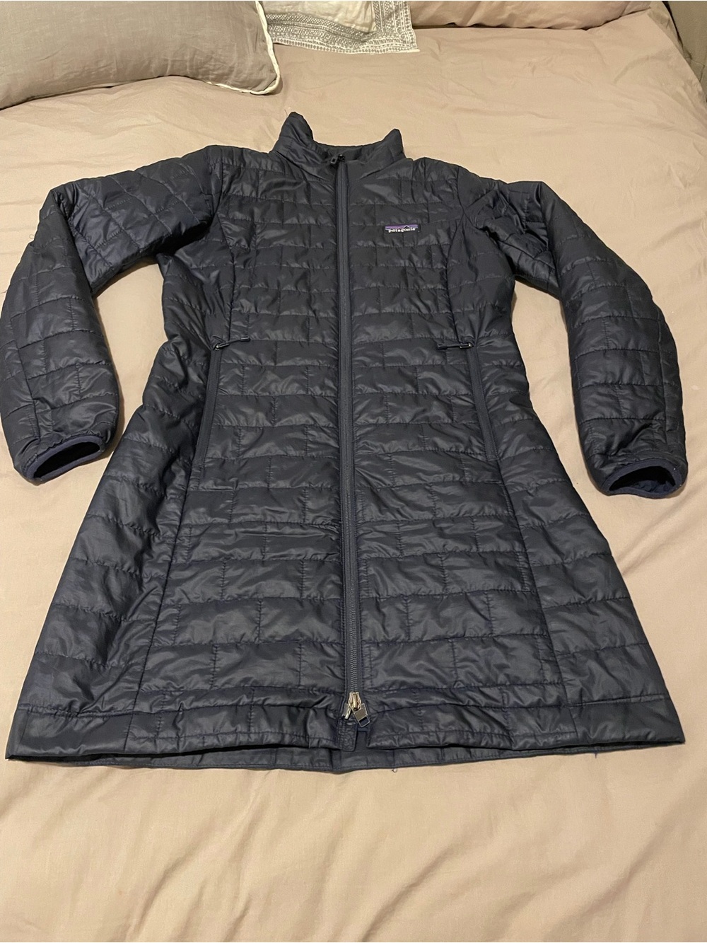 Patagonia Women's Navy Quilted Long Puffer Jacket